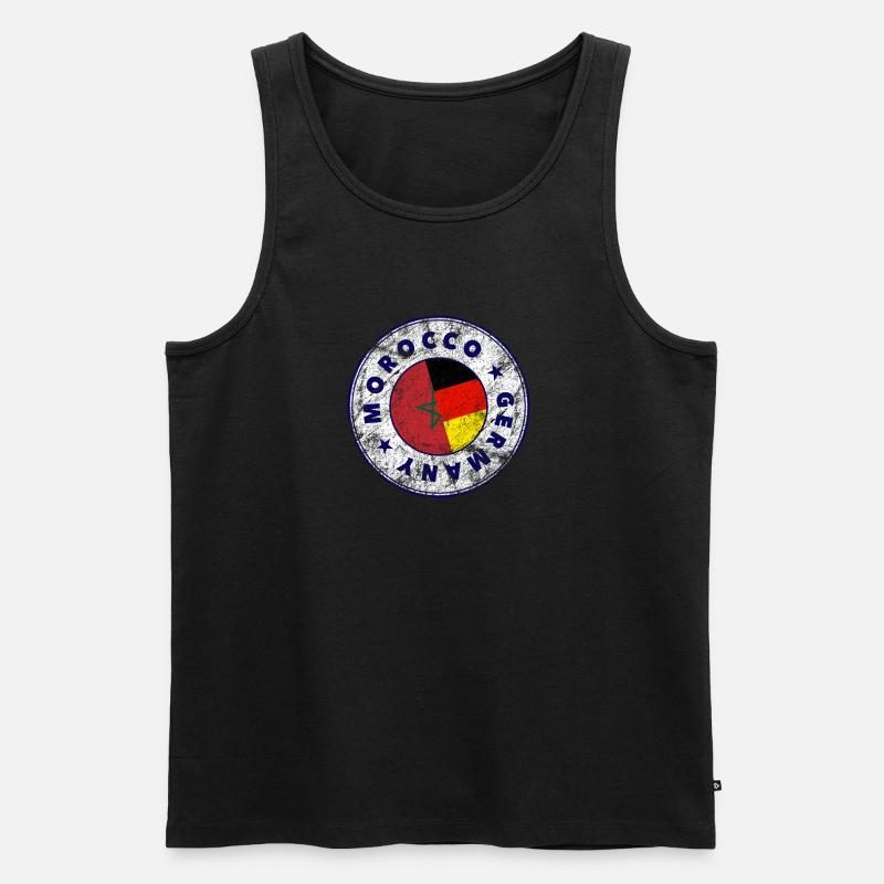 MOROCCO GERMANY Stamp - Männer Premium Bio Tank Top - Schwarz