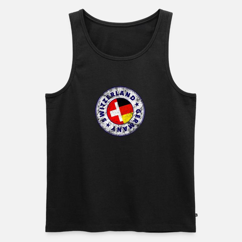 SWITZERLAND GERMANY Stamp - Männer Premium Bio Tank Top - Schwarz