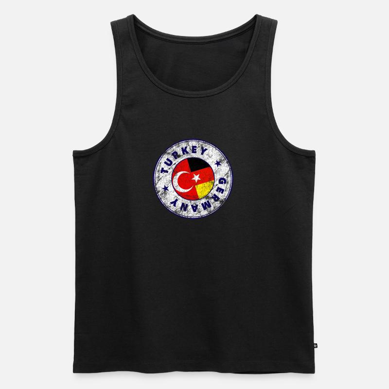 TURKEY GERMANY Stamp - Männer Premium Bio Tank Top - Schwarz