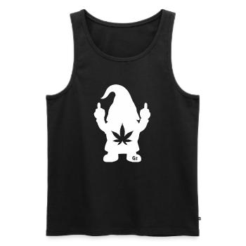 Frecher Zwerg mit Hanfblatt - Männer Premium Bio Tank Top - Schwarz - Vorne - AI Model Male 178 light (178cm)