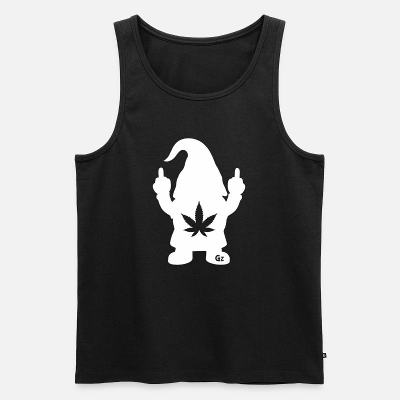 Frecher Zwerg mit Hanfblatt - Männer Premium Bio Tank Top - Schwarz