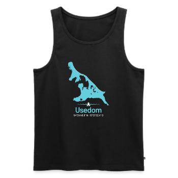 Usedom | Design map - Men's Premium Organic Tank Top - black - Front - AI Model Male 178 light (178cm)