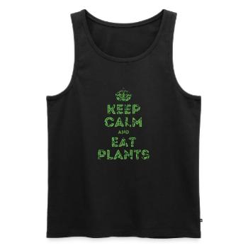 Restez calme et mangez des plantes - Débardeur bio Premium Homme - noir - Devant - Michal (187cm)