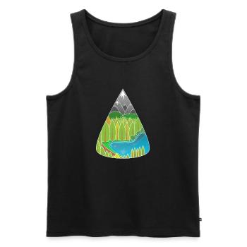 Alps Mountain Lake Forest Magic - Men's Premium Organic Tank Top - black - Front - AI Model Male 178 light (178cm)