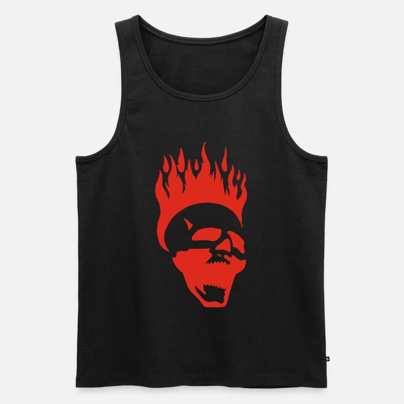Flammender schreiender Schädel (rot) - Männer Premium Bio Tank Top - Schwarz