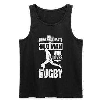 Grandfather rugby player - Men's Premium Organic Tank Top - black - Front - Michal (187cm)