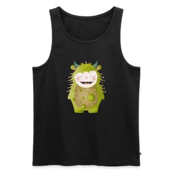 Monstre vert mignon avec des cornes - Débardeur bio Premium Homme - noir - Devant - AI Model Male 178 light (178cm)