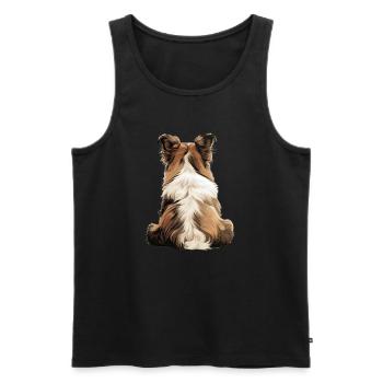Shetland Sheepdog - Men's Premium Organic Tank Top - black - Front - AI Model Male 178 light (178cm)