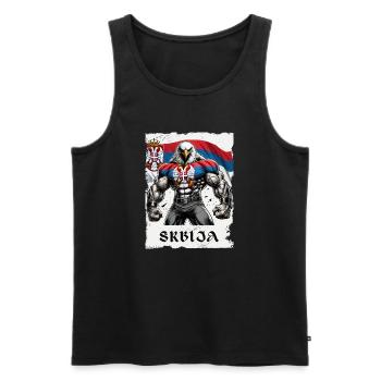 Serbia Eagle Bodybuilding Design - Men's Premium Organic Tank Top - black - Front - Michal (187cm)
