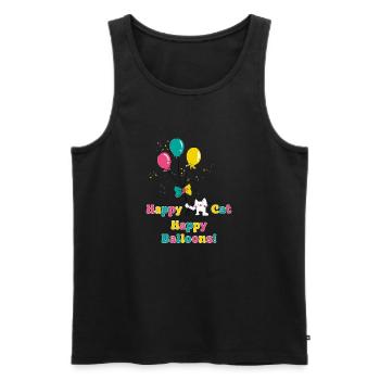 Chat heureux, baloons heureux - Débardeur bio Premium Homme - noir - Devant - AI Model Male 178 light (178cm)