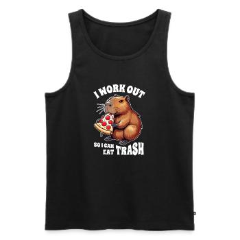 Ich Trainiere, Damit Ich Müll Essen Kann, Capybara - Männer Premium Bio Tank Top - Schwarz - Vorne - Michal (187cm)