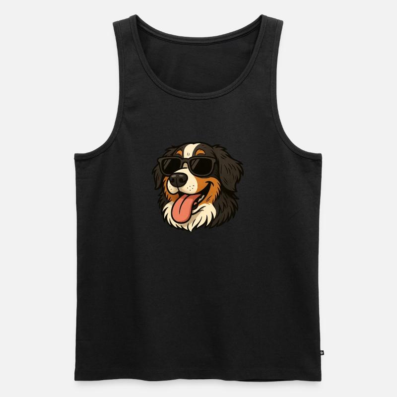 Berner mit Sonnenbrille - Männer Premium Bio Tank Top - Schwarz