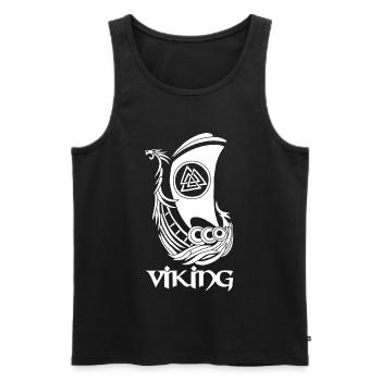 White Viking Ship - Men's Premium Organic Tank Top - black - Front - AI Model Male 178 light (178cm)