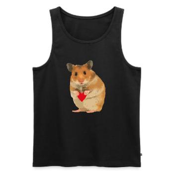 Hamster Menno avec cœur - Débardeur bio Premium Homme - noir - Devant - AI Model Male 178 light (178cm)