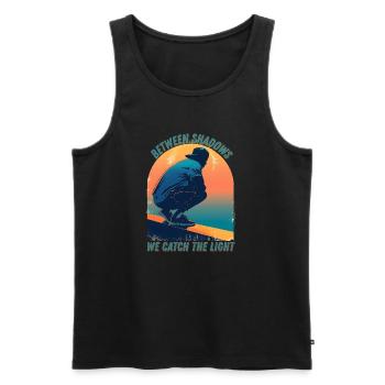 Zwischen Licht und Schatten - Männer Premium Bio Tank Top - Schwarz - Vorne - AI Model Male 178 light (178cm)