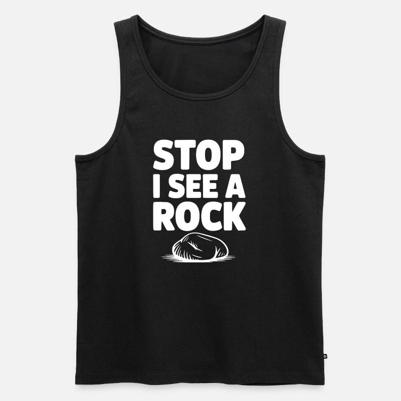 Stopp, ich sehe einen Stein - Männer Premium Bio Tank Top - Schwarz