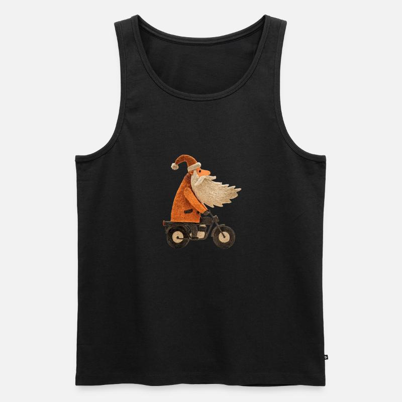 Weihnachtsmann auf Motorrad - Männer Premium Bio Tank Top - Schwarz