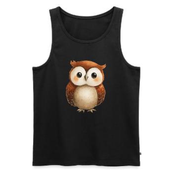Cute Owl Drawing – Adorable Child Illustration - Men's Premium Organic Tank Top - black - Front - AI Model Male 178 light (178cm)