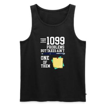 Graphisme humoristique humoristique fiscal des problèmes drôle 1099 - Débardeur bio Premium Homme - noir - Devant - AI Model Male 178 light (178cm)
