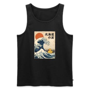 Grande vague japonaise de canard en caoutchouc style Hokkaido - Débardeur bio Premium Homme - noir - Devant - Michal (187cm)