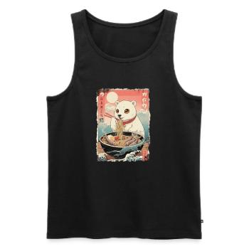 Anime de ramen sur l’ours polaire Kawaii - Débardeur bio Premium Homme - noir - Devant - Michal (187cm)