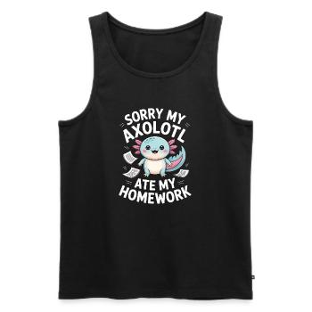 Axolotl hat meine Hausaufgaben gefressen. - Männer Premium Bio Tank Top - Schwarz - Vorne - Michal (187cm)