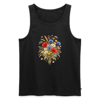 Bunter Wildblumenstrauß Natur Floral Design  - Männer Premium Bio Tank Top - Schwarz - Vorne - AI Model Male 178 light (178cm)