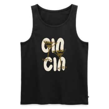 Gin Gin Martini Cocktail Funny Nightlife Graphic - Men's Premium Organic Tank Top - black - Front - AI Model Male 178 light (178cm)