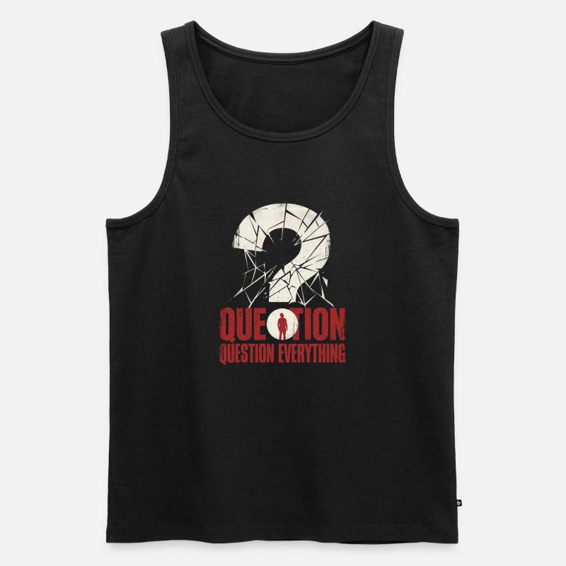 Question Everything - Männer Premium Bio Tank Top - Schwarz