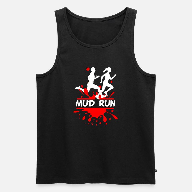 Mud Run Duo – Splash Runner Design - Männer Premium Bio Tank Top - Schwarz