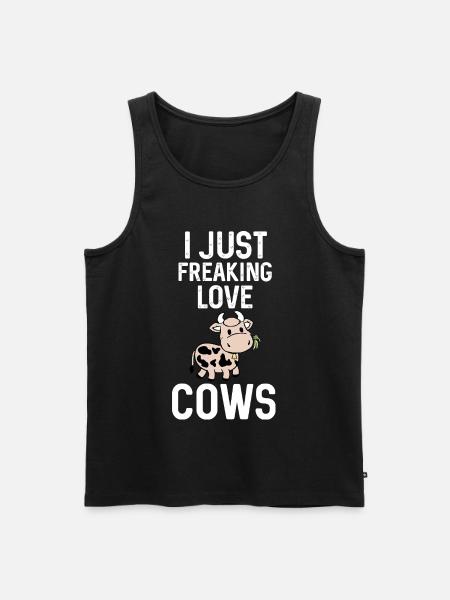 I Just Freaking Love Cows Cartoon - Men's Premium Organic Tank Top - black