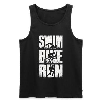 Swim Bike Run Triathlon - Débardeur bio Premium Homme - noir - Devant - AI Model Male 178 light (178cm)