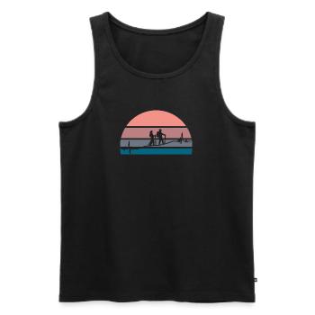 Wandern heartbeat Sonnenuntergang - Männer Premium Bio Tank Top - Schwarz - Vorne - Michal (187cm)