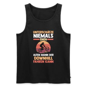 Mountainbike Fahrrad Downhill - Männer Premium Bio Tank Top - Schwarz - Vorne - Michal (187cm)