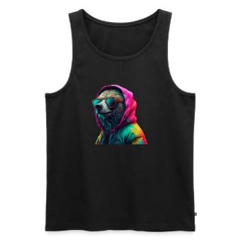 Bear with Sunglasses Colorful Cool Bears Forest Animal - Men's Premium Organic Tank Top - black - Front - AI Model Male 178 light (178cm)