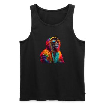 Lion with Sunglasses Colorful Cool Lions Africa - Men's Premium Organic Tank Top - black - Front - AI Model Male 178 light (178cm)