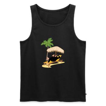 Monkey at the beach - Men's Premium Organic Tank Top - black - Front - AI Model Male 178 light (178cm)