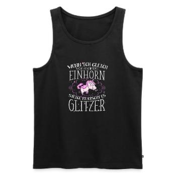 Einhorn - Glitzer - Männer Premium Bio Tank Top - Schwarz - Vorne - Michal (187cm)