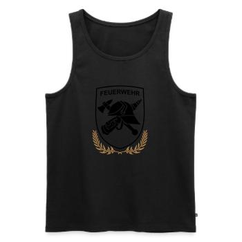 Feuerwehr Logo Wappenform - Männer Premium Bio Tank Top - Schwarz - Vorne - Michal (187cm)