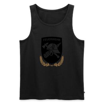 Feuerwehr Logo Wappenform - Männer Premium Bio Tank Top - Schwarz - Vorne - Michal (187cm)