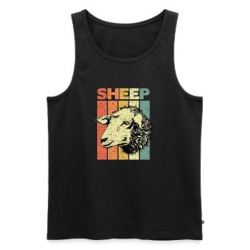 Schaf Sheep Vintage - Männer Premium Bio Tank Top - Schwarz - Vorne - Michal (187cm)