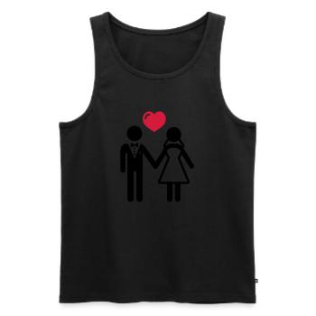 Mariée et le marié avec coeur - Débardeur bio Premium Homme - noir - Devant - Michal (187cm)