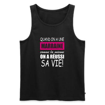 quand on a une marraine comme la mienne - Débardeur bio Premium Homme - noir - Devant - Michal (187cm)