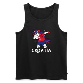 Unicorn Croatia Kroatien Einhorn Hravtska Geschenk - Männer Premium Bio Tank Top - Schwarz - Vorne - Michal (187cm)