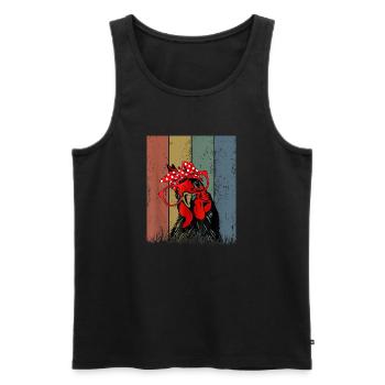 Cute girl chicken with bandana headband glasses - Men's Premium Organic Tank Top - black - Front - AI Model Male 178 light (178cm)