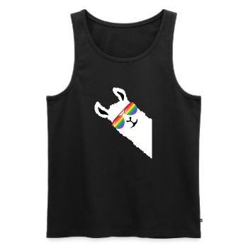 Regenbogen LGBT Lama Gay Pride Alpaka - Männer Premium Bio Tank Top - Schwarz - Vorne - AI Model Male 178 light (178cm)