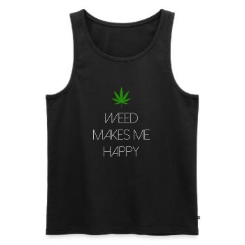 l’herbe me rend heureux cannabis marijuana - Débardeur bio Premium Homme - noir - Devant - Michal (187cm)
