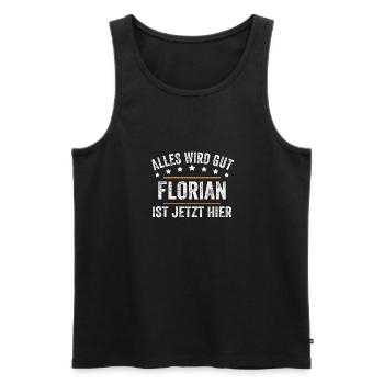 Florian Vorname Name Geburtstag - Männer Premium Bio Tank Top - Schwarz - Vorne - Michal (187cm)