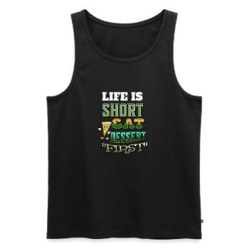 Life is short - Men's Premium Organic Tank Top - black - Front - AI Model Male 178 light (178cm)