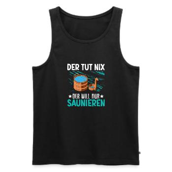 Sauna Schwitz Aufguss Saunakilt Bademantel - Männer Premium Bio Tank Top - Schwarz - Vorne - AI Model Male 178 light (178cm)